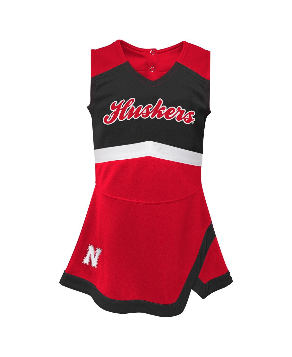 Outerstuff Girls Toddler 2-piece Scarlet Nebraska Huskers Cheer Captain Dress Bloomers Set In Red