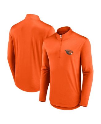Fanatics - Men's Orange Oregon State Beavers Quarterback Mock Neck Quarter-Zip Sweatshirt
