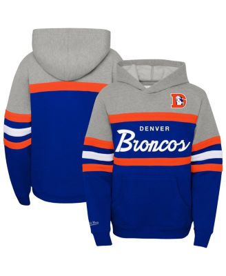 Mitchell & Ness - Big Boys and Girls Royal Denver Broncos Throwback Head Coach Pullover Hoodie