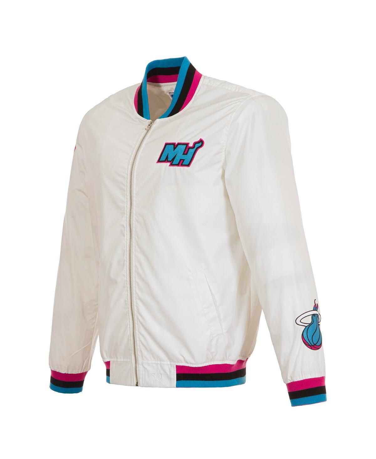 Jh Design Men'sâ White Miami Heat 2024/25 City Edition Full-zip Nylon Bomber Jacket In White