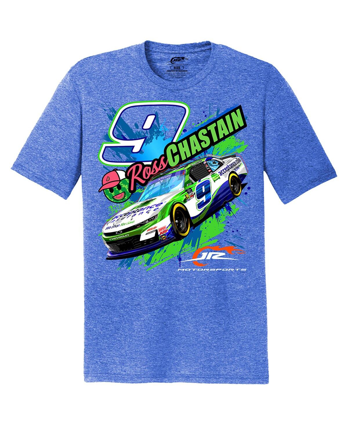 Jr Motorsports Official Team Apparel Men's Heather Royal Ross Chastain Acceptance Insurance Car T-shirt In Blue