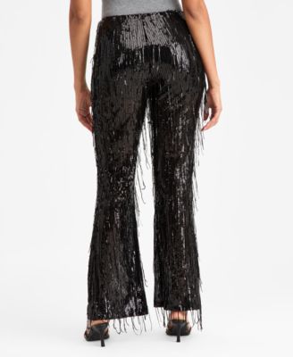 Women's Sequined Fringe High Rise Fitted Pants, Macy's Exclusive