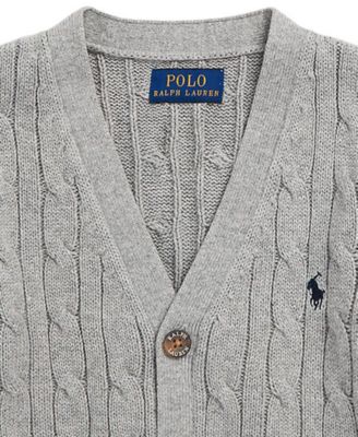 Toddler and Little Boys Cable-Knit Cotton V-Neck Cardigan Sweater