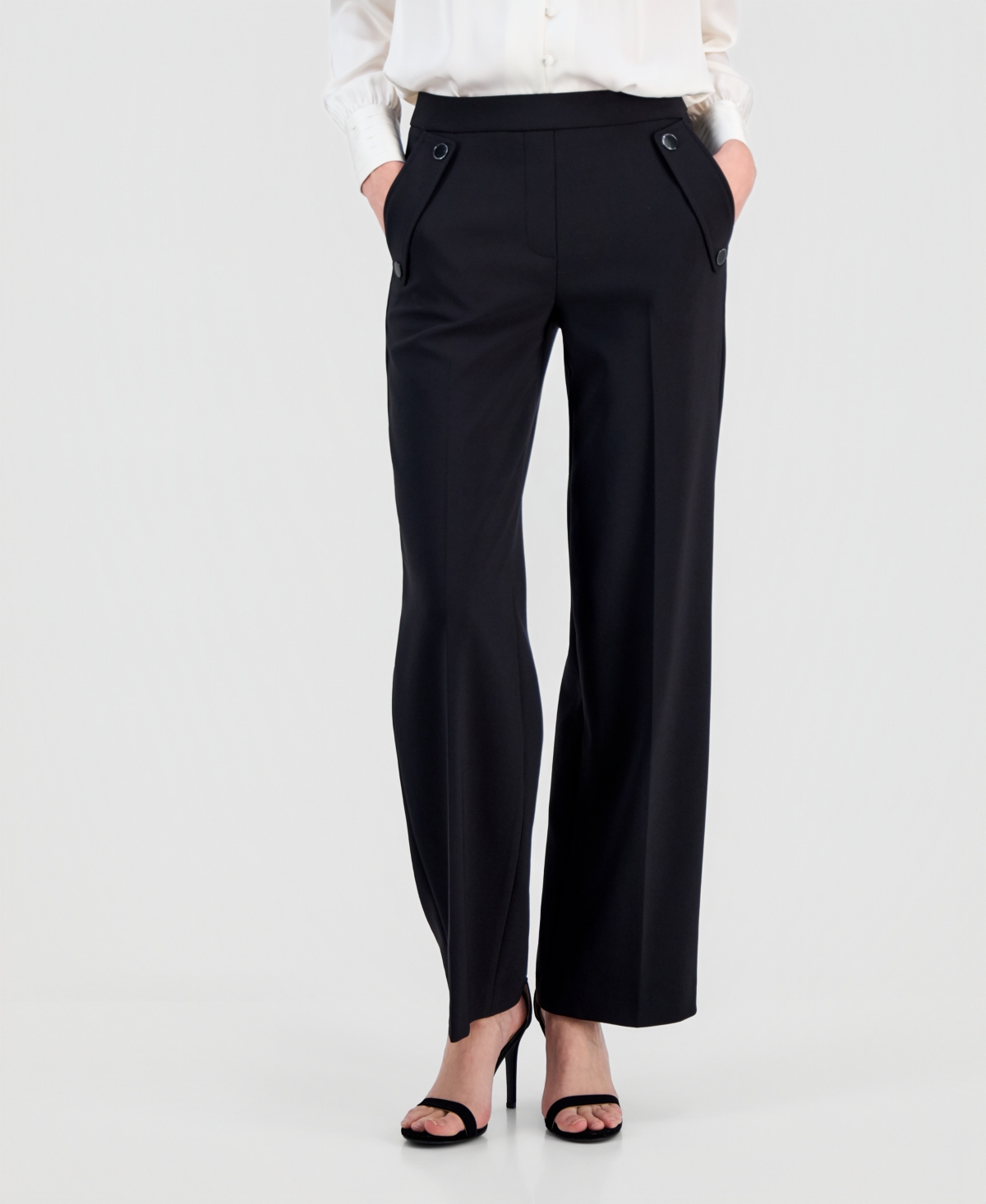 Anne Klein Women's High Rise Wide-leg Pants In Black