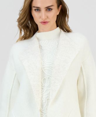 Petite Shawl-Collar Kissing-Front Long Cardigan