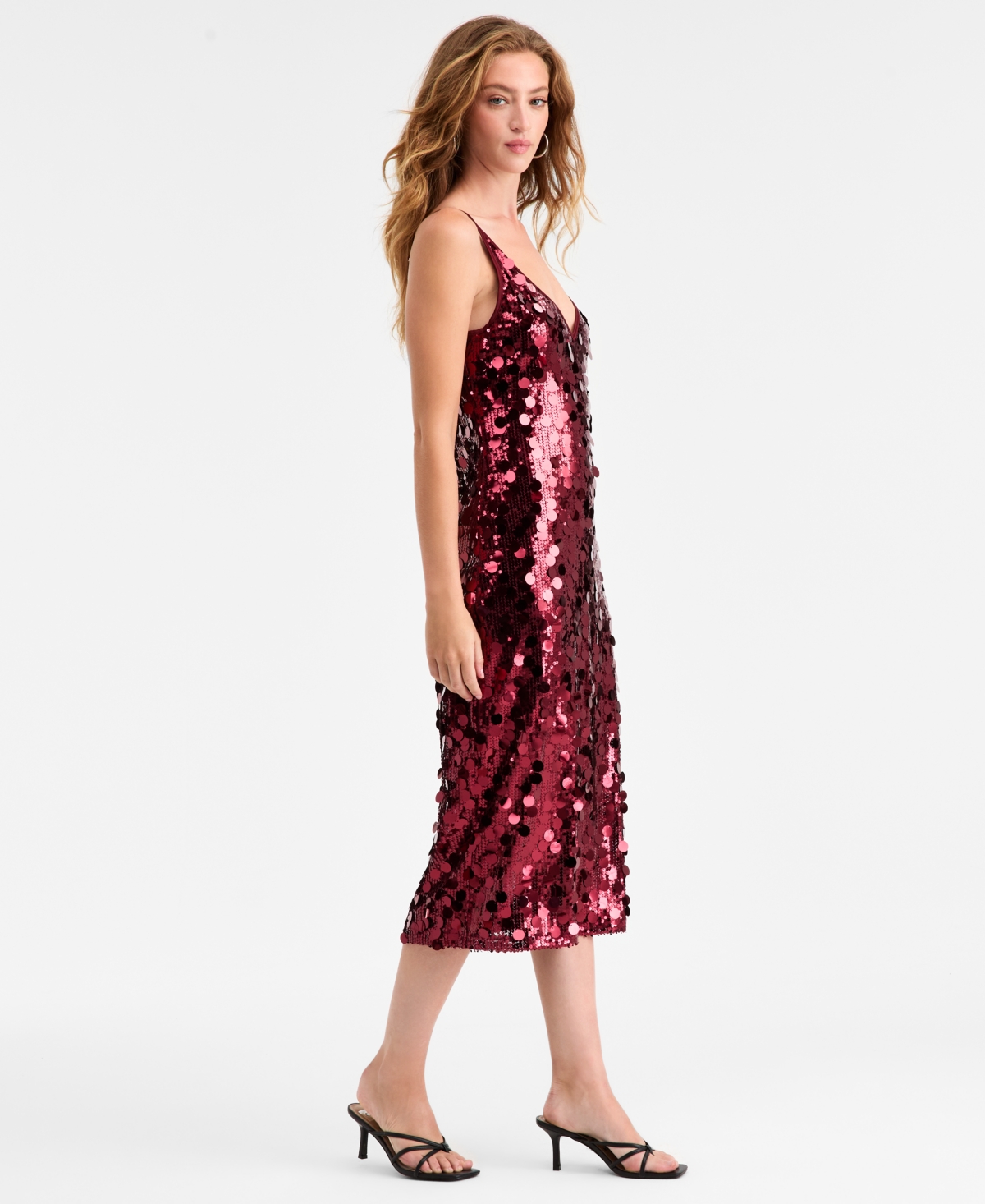 Bar Iii Women's Pailette Midi Dress, Macy's Exclusive In Pink