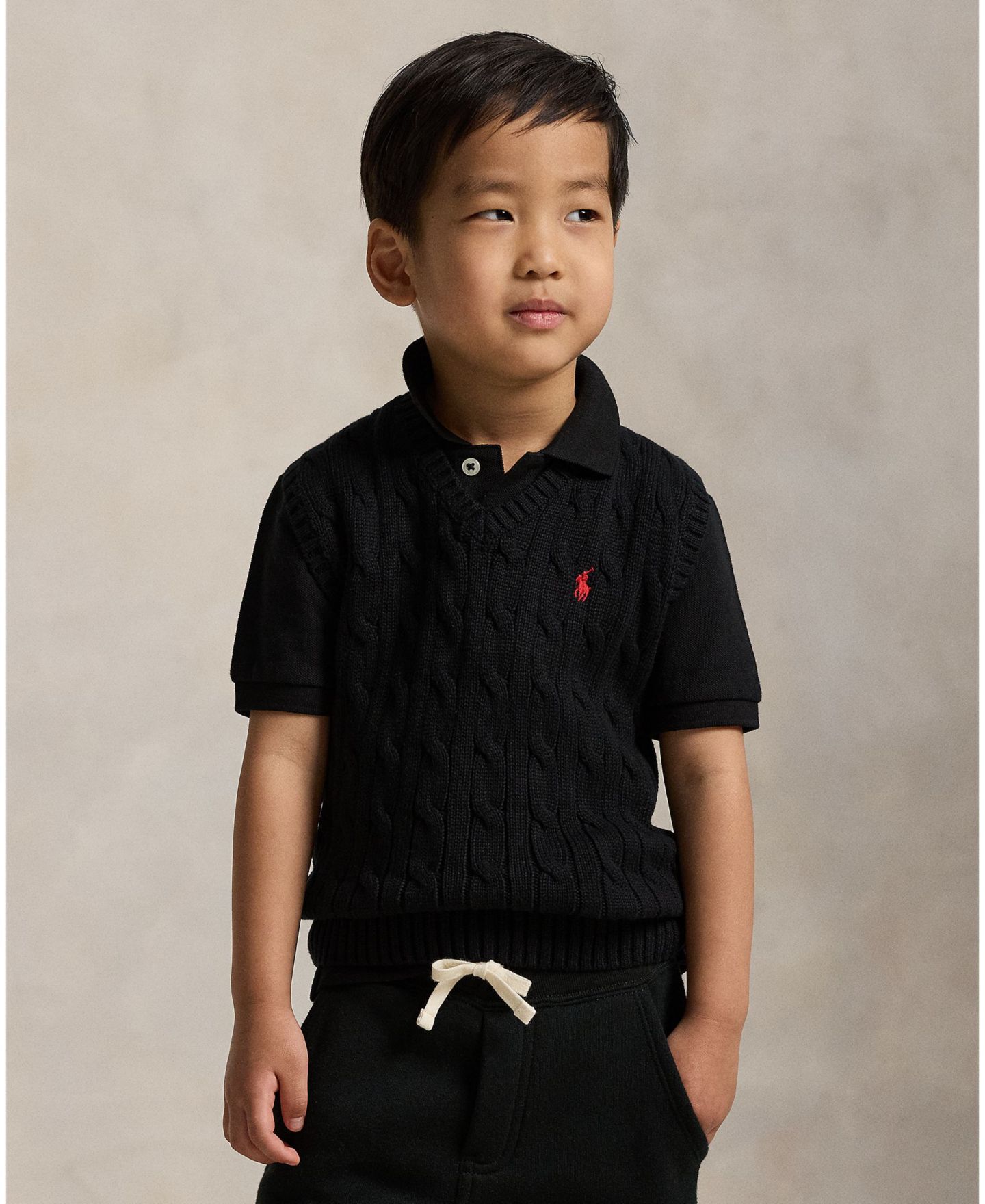 Жилет Polo Ralph Lauren Cable-Knit Sweater Vest для мальчиков, цвет: Чёрный — фото 6