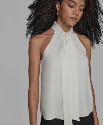 Women's Sleeveless Tie Neck Blouse