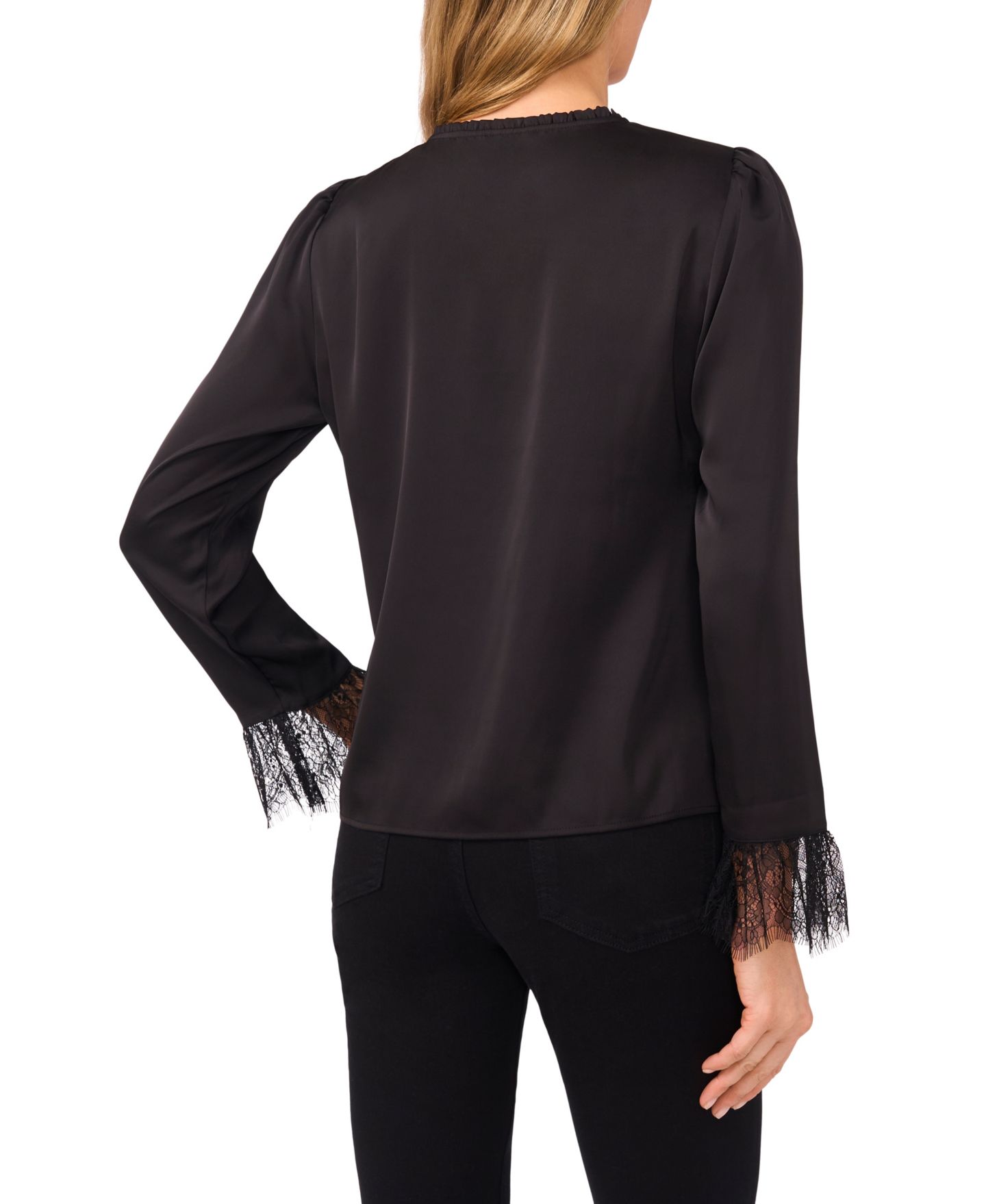 Женская блузка CeCe Long Sleeve Button Down, цвет: Насыщенный чёрный — фото 2