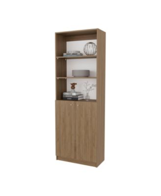 Beyerville Bookcase with Open Shelves and 2-Door Cabinet for Living Room or Office