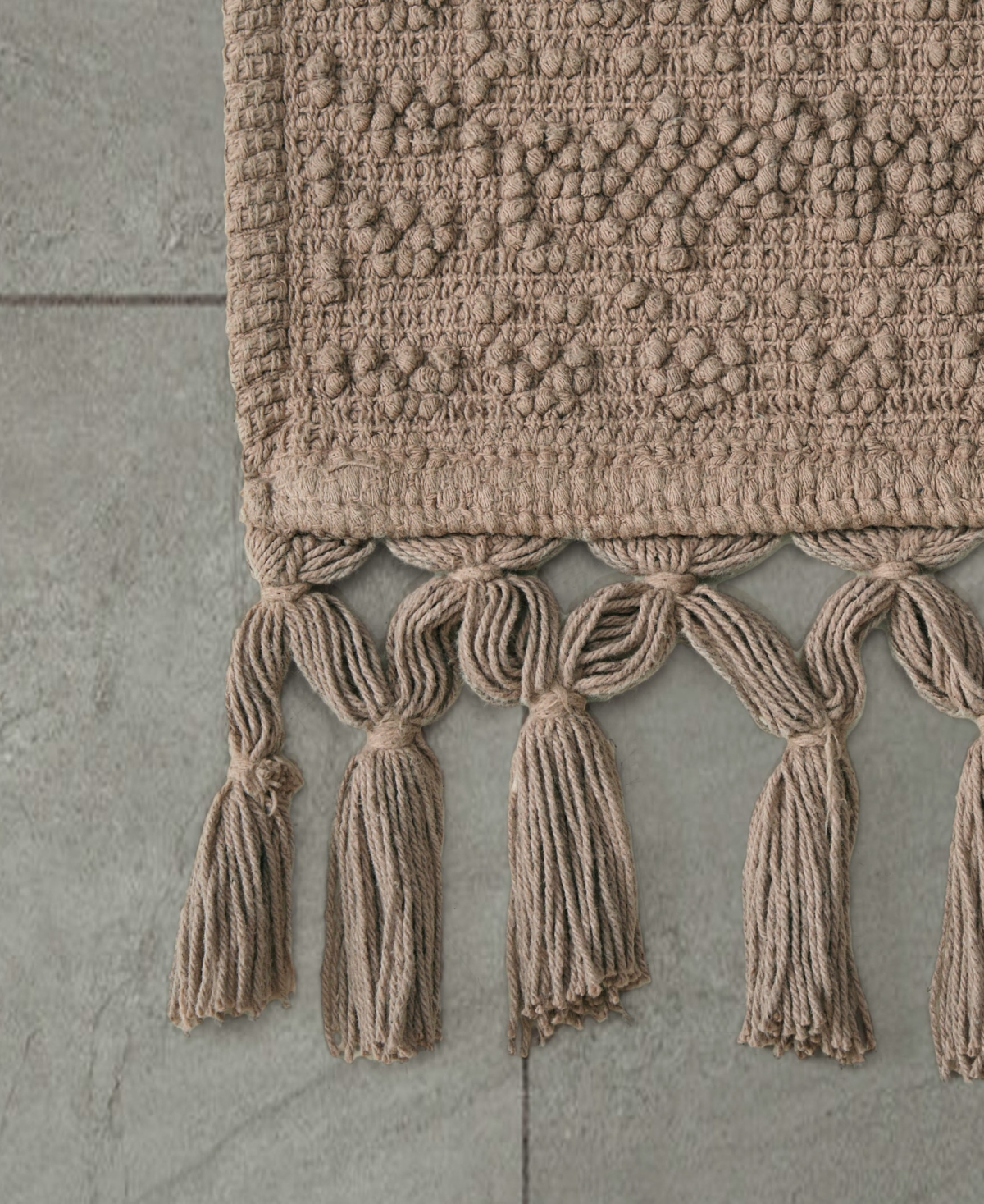 French Connection Nellore Fringe Cotton 20" X 38" Bath Rug In Brown