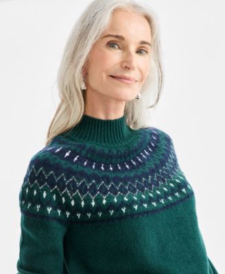 Women's Mock-Neck Fair Isle Sweater, Macy's Exclusive