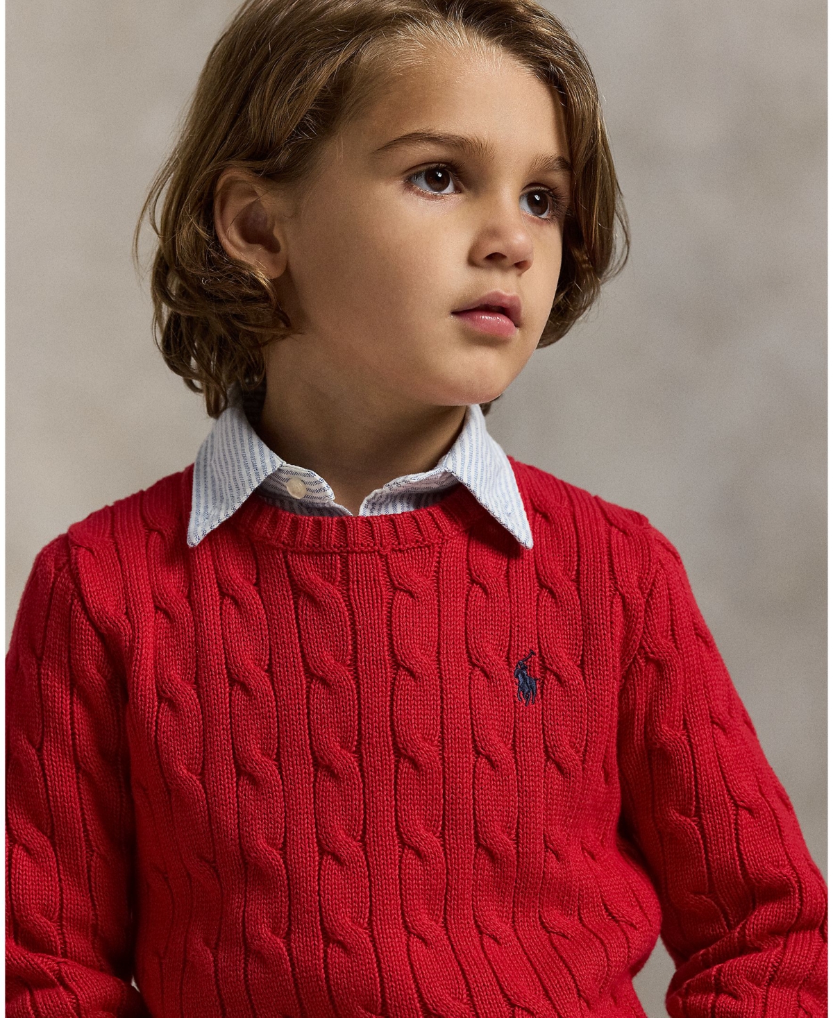 Polo Ralph Lauren Big Boys Cable- Knit Crewneck Sweater In Red