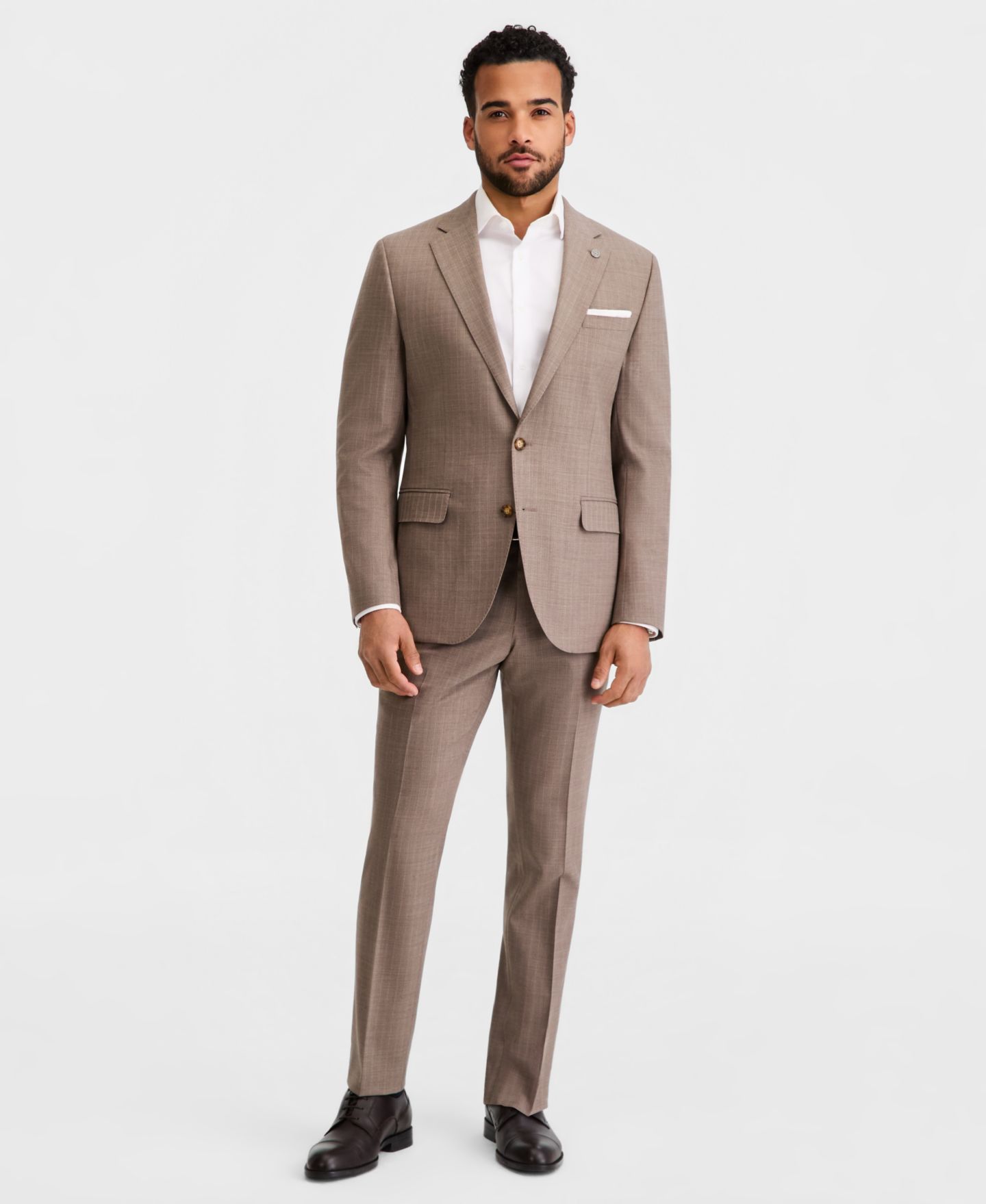 Мужские куртки Ted Baker Modern-Fit Wool-Blend Tan Pinstripe Suit Separates, цвет: Бежевый — фото 2