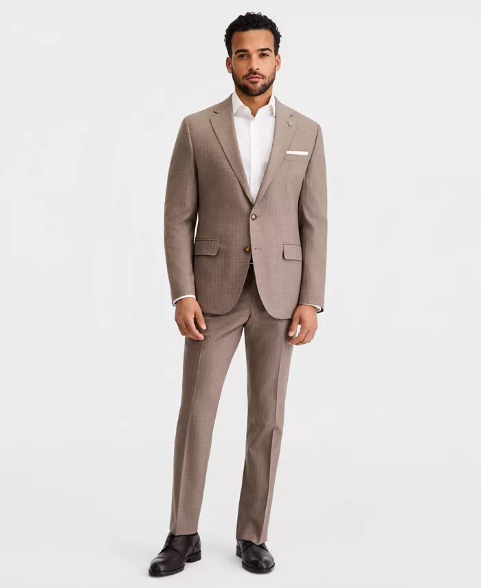 Men's Modern-Fit Wool-Blend Tan Pinstripe Suit Separates Jacket - thumbnail 2