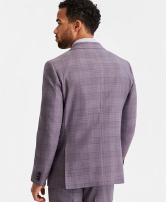 Men's Modern-Fit Purple Plaid Suit Separates Jacket 