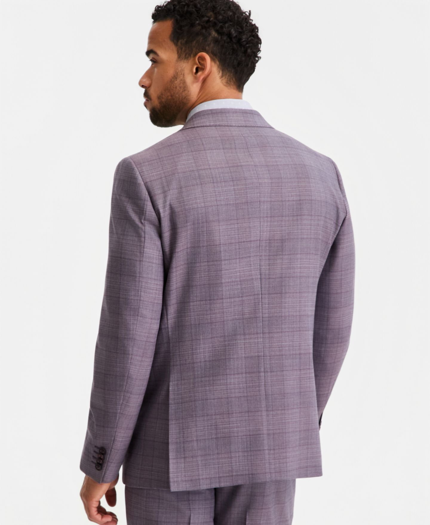 Мужские куртки Ted Baker Modern-Fit Wool-Blend Purple Plaid Suit Separates, цвет: Фиолетовый — фото 4
