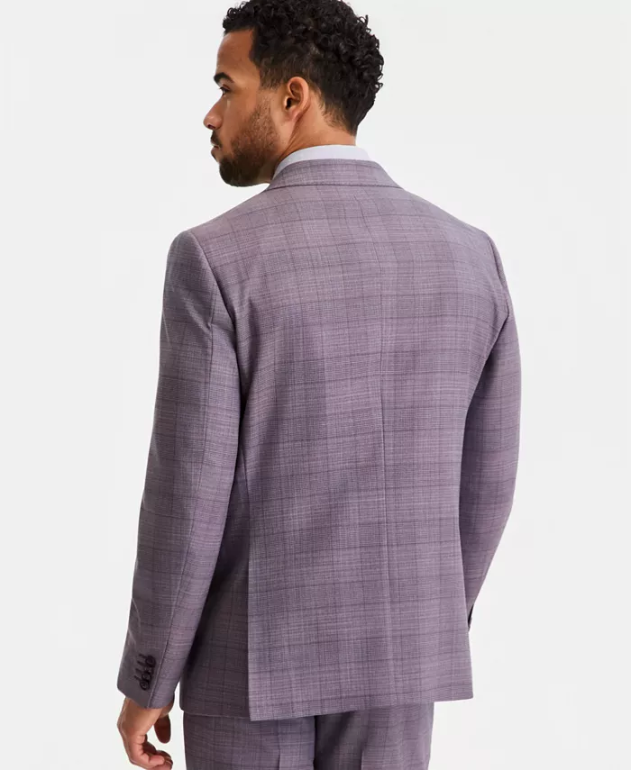 Men's Modern-Fit Wool-Blend Purple Plaid Suit Separates Jacket - thumbnail 4
