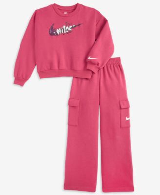 Girls' 2T-6X Essentials Crewneck and Cargo Pants, 2-Piece  Set
