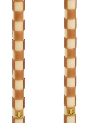 Mocha Check Dinner Candles, Set of 2
