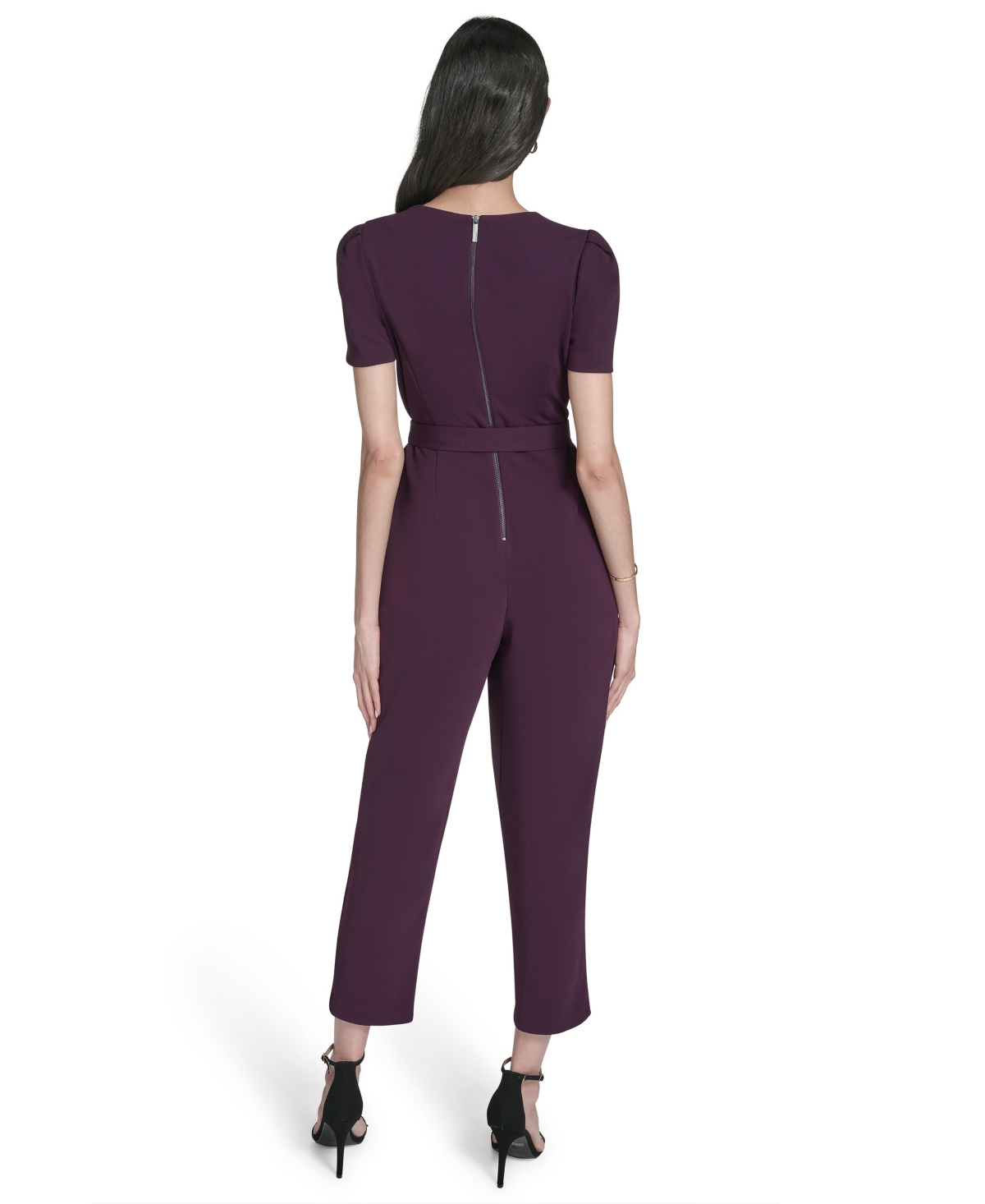 Calvin Klein Petite Short Sleeves Jumpsuit In Purple