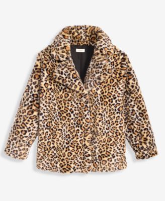 Women's Woven Sketchy Leopard-Print Faux-Fur Coat, Macy's Exclusive