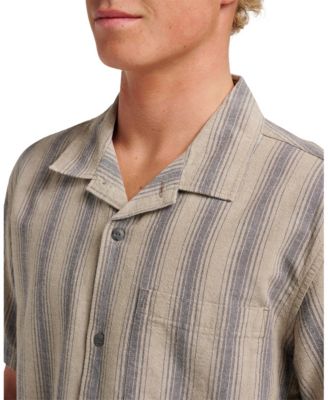 Men's Oxford Stripe Casual Short Sleeve Shirt