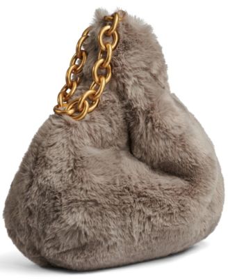 Lawrence Faux Fur Wristlet  with Chain Strap