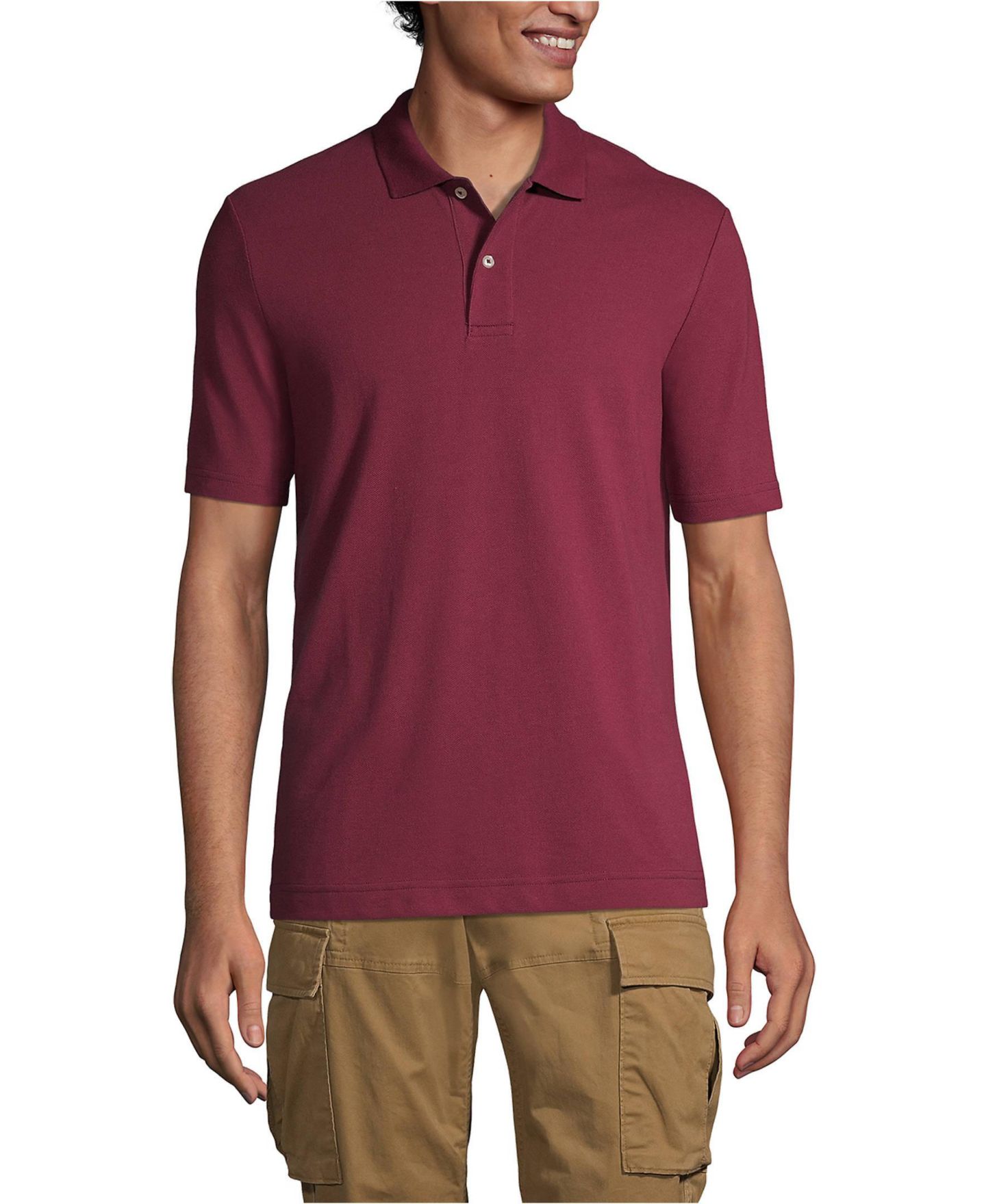 Мужское поло Lands' End Short Sleeve Basic Mesh Polo Shirt, цвет: Бордовый — фото 1