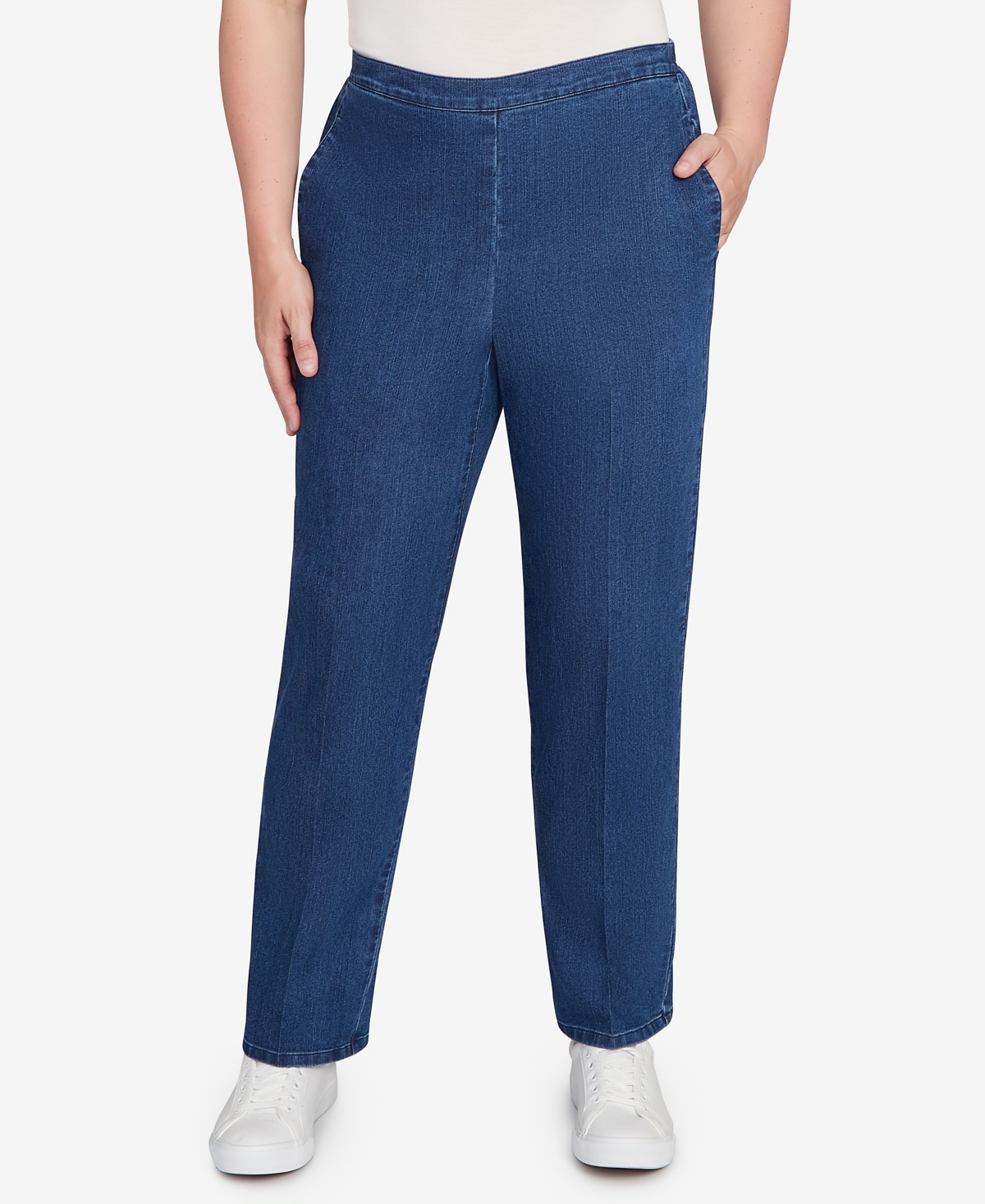 Alfred Dunner Petite Sunset Canyon All Around Elastic Short Length Denim Jeans In Blue