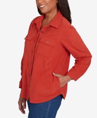 Petite Sunset Canyon Plush Ribbed Oversized Button Front Top