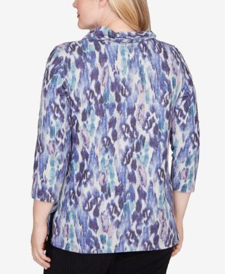 Petite Lake Champlain Animal Melange Three Quarter Sleeve Top