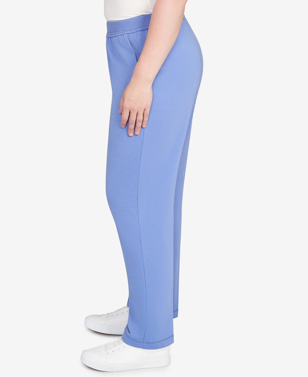 Alfred Dunner Petite Casual Vibe Cozy Medium Length Slant Pocket Pants In Blue