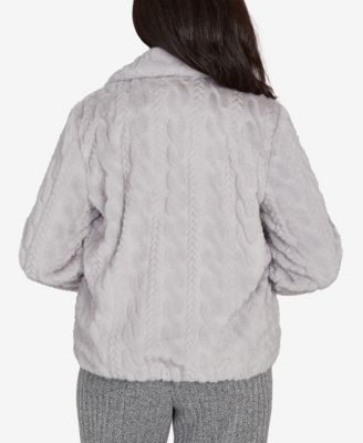 Petite Jet Setter Sculpted Faux Fur Zip Up Jacket