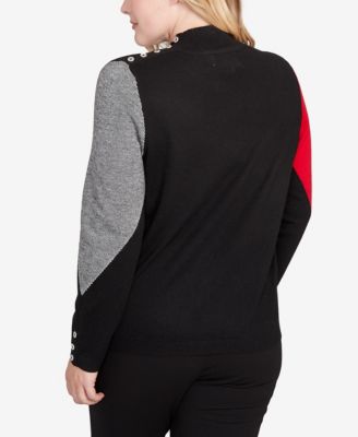 Petite Jet Setter Exploded Argyle Mock Neck Sweater