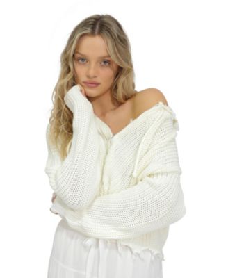 Women's Another Love Fringe Knit Zip Cardigan