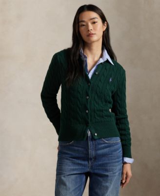 Polo Ralph Lauren - Women's Cable-Knit Cotton Crewneck Cardigan Sweater