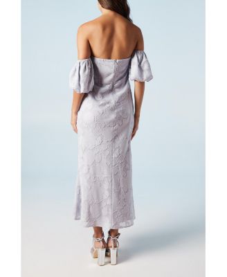 Women's Puff Sleeve Bridesmaids Midi Dress