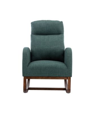 Rocking Chair, Modern Glider Recliner with Wood Legs, Side Pocket & High Back for Living Room or Bedroom