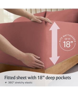 Microfiber Silky Soft Cooling 4-PC Deep Pocket Sheet Set, Queen