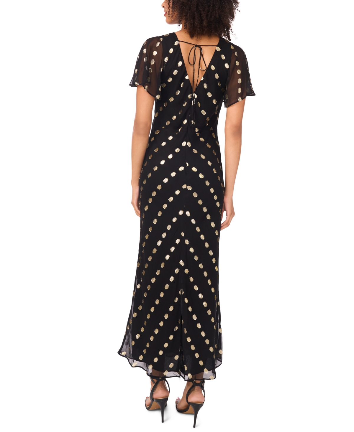 Msk Women's V-neck Flutter Sleeve Maxi Dress In Black