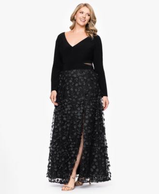 Plus Size Long Sleeve Embellished Dress
