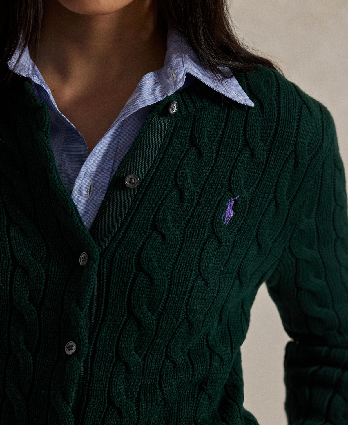 Polo Ralph Lauren Cable-knit Cardigan In Green