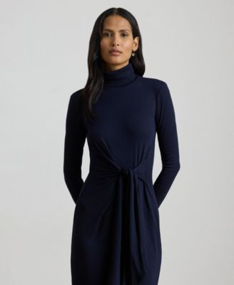 Women's Tie-Front Turtle Neck Dress