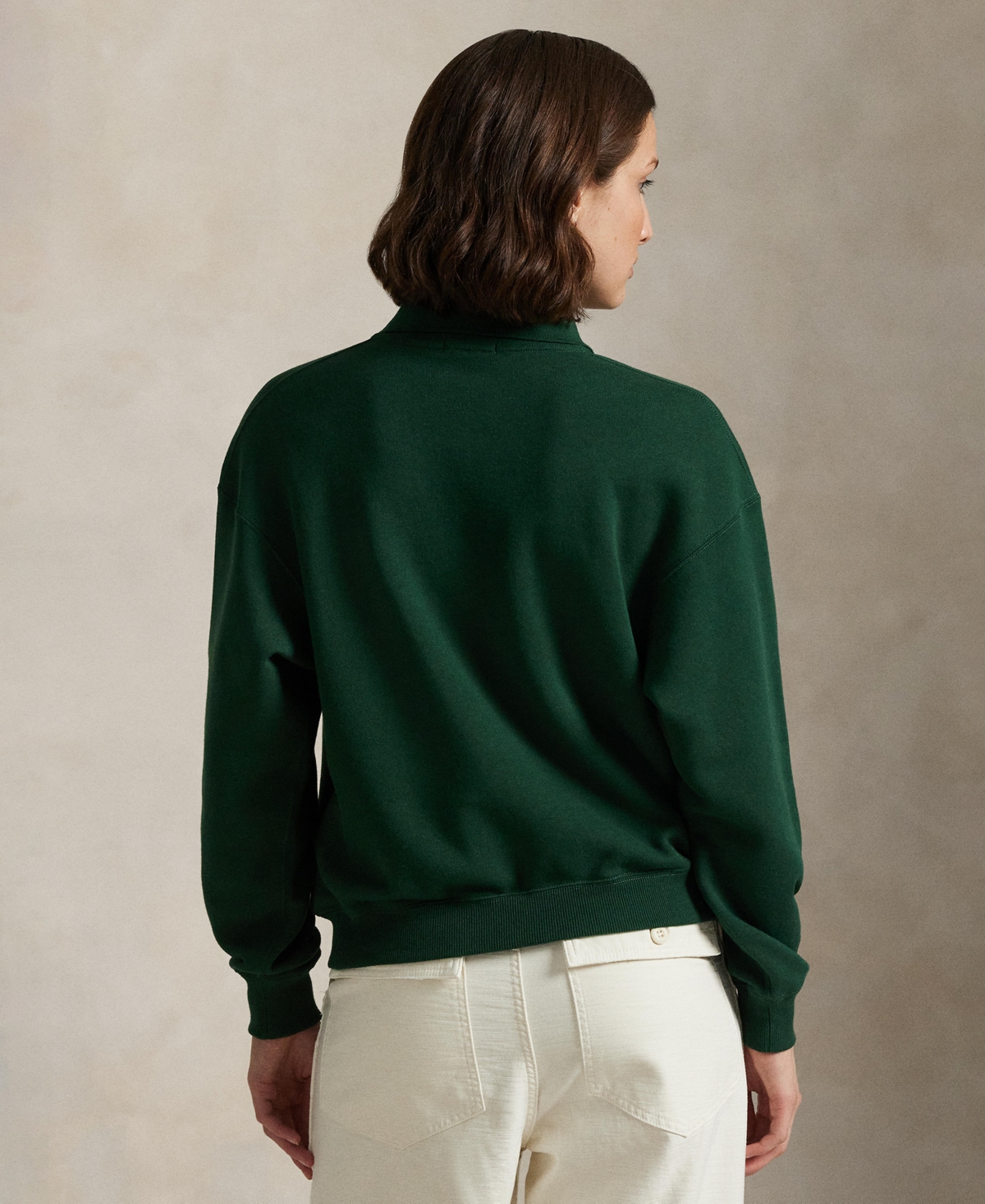 Polo Ralph Lauren Cotton Blend Fleece Polo Sweatshirt In Green