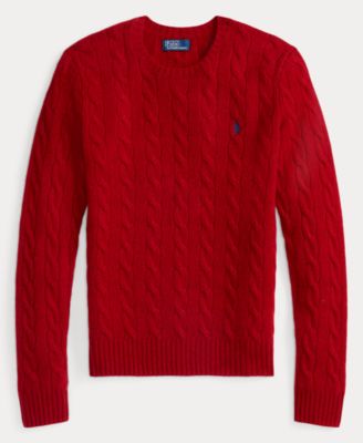 Women's Cable Wool-Cashmere Crew Neck Sweater