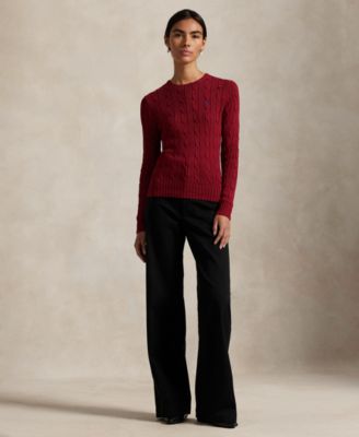 Women's Cable-Knit Cotton Crewneck Sweater