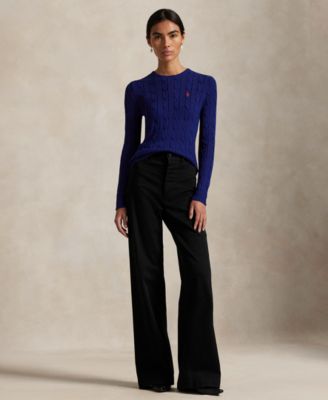 Women's Cable-Knit Cotton Crewneck Sweater