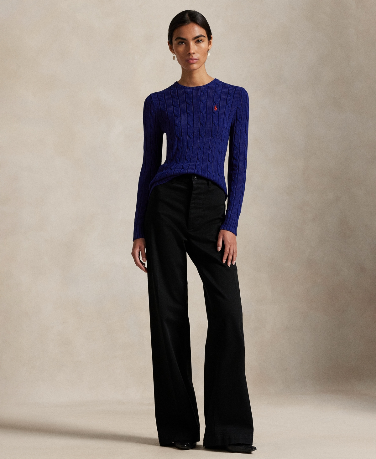 Polo Ralph Lauren Women's Cable-knit Cotton Crewneck Sweater In Blue