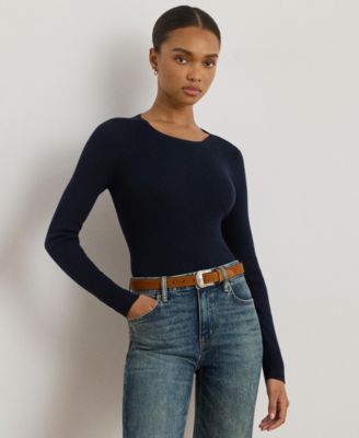 Women's Rib-Knit Cotton-Blend Crewneck Sweater